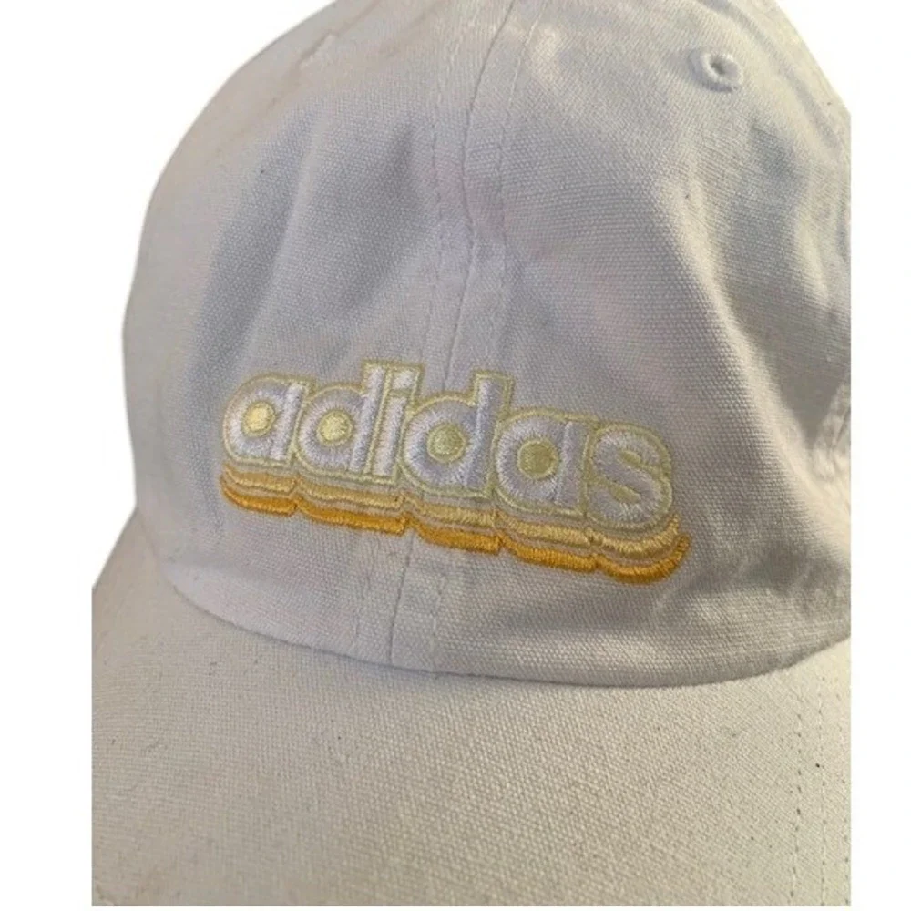 Adidas White Aeroready Adjustable Dad Hat Yellow‎ Embroidered Logo 983043-C